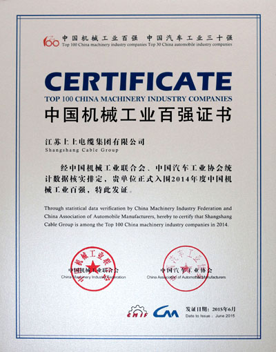Z6尊龙凯时电缆陆续11年入选“中国机械工业百强企业”