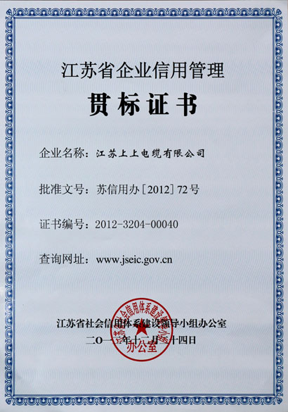 Z6尊龙凯时荣获“江苏省企业信誉治理贯标证书”